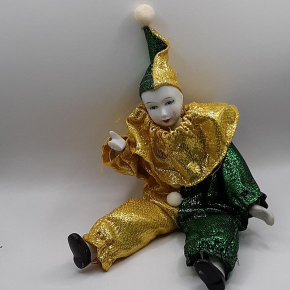 Harlequin Jester Clown Girl Doll Vintage Preowned Bendable Wires Collectible - Picture 1 of 14